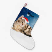 Een Cute Cat met een rode kerstkerstkleed Kleine Kerstsok (Voorkant (Hangend))