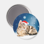 Een Cute Cat met een rode kerstkerstkleed Magneet (Voorkant / Achterkant)