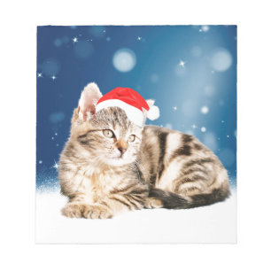 Een Cute Cat met een rode kerstkerstkleed Notitieblok