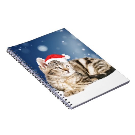 Een Cute Cat met een rode kerstkerstkleed Notitieboek (Rechterzijde)