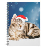 Een Cute Cat met een rode kerstkerstkleed Notitieboek (Voorkant)