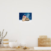 Een Cute Cat met een rode kerstkerstkleed Poster (Keuken)