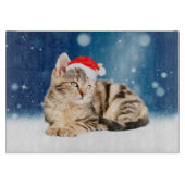 Een Cute Cat met een rode kerstkerstkleed Snijplank (Voorkant)
