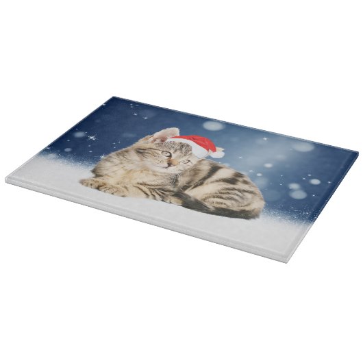 Een Cute Cat met een rode kerstkerstkleed Snijplank (Hoek)