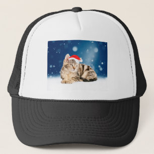 Een Cute Cat met een rode kerstkerstkleed Trucker Pet