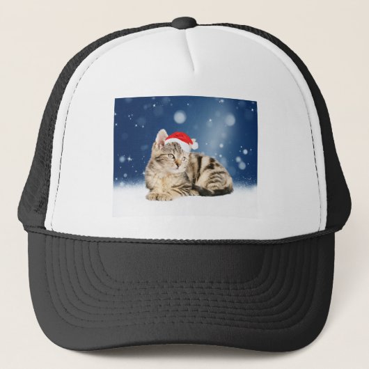 Een Cute Cat met een rode kerstkerstkleed Trucker Pet (Voorkant)