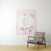 Eén Cute Chick Verjaardagsbanner Achtergrond  Wandkleed (In situ)
