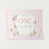Eén Cute Chick Verjaardagsbanner Achtergrond  Wandkleed (Voorkant (horizontaal))