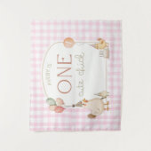 Eén Cute Chick Verjaardagsbanner Achtergrond  Wandkleed (Voorkant)