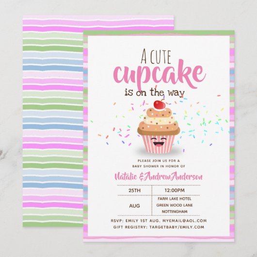 Een cute cupcake is onderweg naar sprinkhaanmeisje kaart (Voorkant / Achterkant)