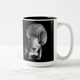 Een Cute en Funny Curious Squirrel Tweekleurige Koffiemok