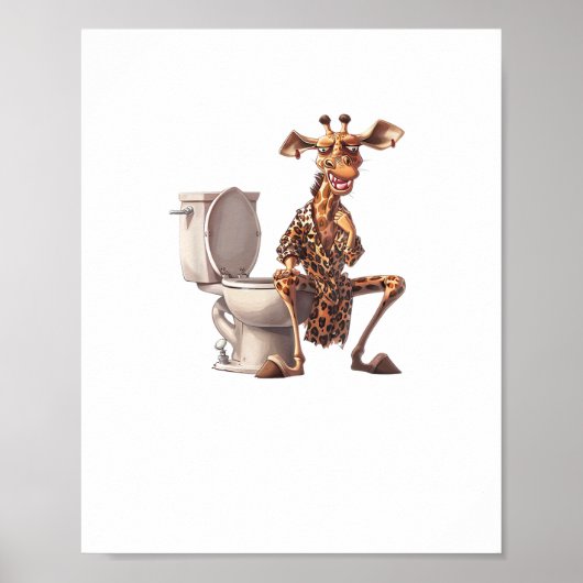 Een Cute Giraffe In Pyjama's Zit Op Een Toilet Poster (Voorkant)