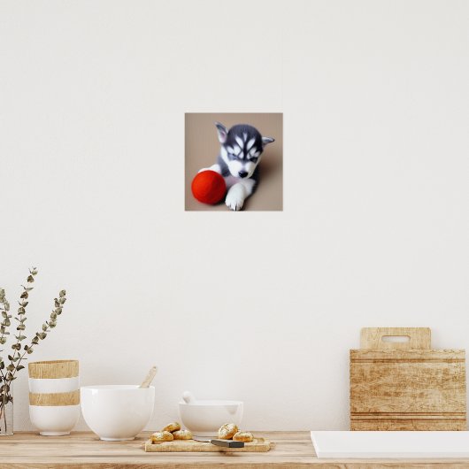 Een Cute Husky Puppy Poster (Keuken)