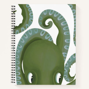 Een Cute Peek-A-Boo Green Octopus Notitieboek