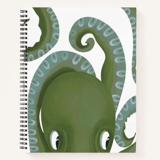 Een Cute Peek-A-Boo Green Octopus Notitieboek (Voorkant)