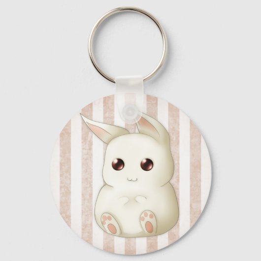 Een Cute Puffy Kawaii Bunny Rabbit Sleutelhanger (Voorkant)