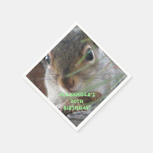 Een Cute Squirrel met pinda Happy Birthday Servetten