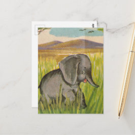 Een Cute Vintage Baby Olifant Briefkaart