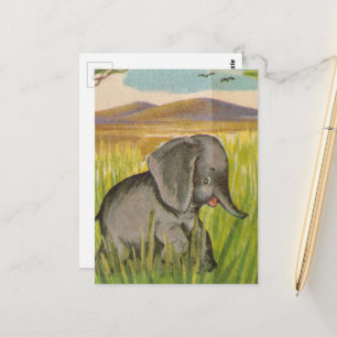 Een Cute Vintage Baby Olifant Briefkaart