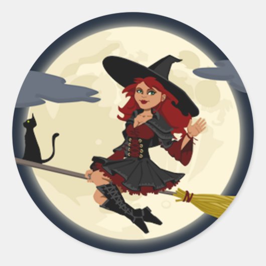 Een Cute Witch Ronde Sticker (Voorkant)
