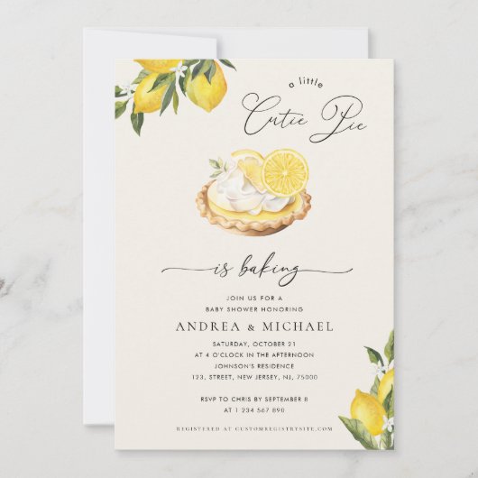 Een Cutie Pie is het bakken van Lemon Pie Cream Ba Kaart (Voorkant)