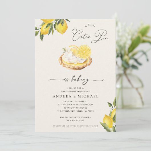 Een Cutie Pie is het bakken van Lemon Pie Cream Ba Kaart (Staand voorkant)