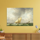 Een cutter in een sterke bries (olie op koper) canvas afdruk (Insitu (Woonkamer))