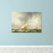 Een cutter in een sterke bries (olie op koper) canvas afdruk (Insitu (Houten vloer))