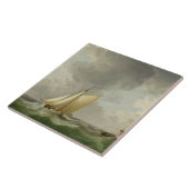 Een cutter in een sterke bries (olie op koper) tegeltje (Zijkant)