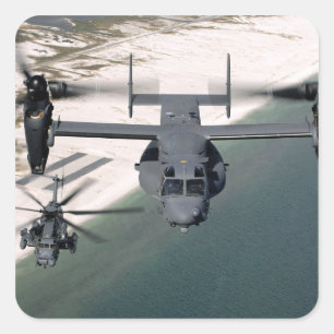 Een CV-22 Osprey en een MH-53 Pave Low Vierkante Sticker