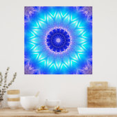 een cyaan mandala voor de keel chakra ( mededeling poster (Keuken)