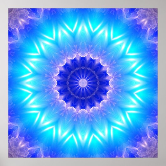 een cyaan mandala voor de keel chakra ( mededeling poster (Voorkant)