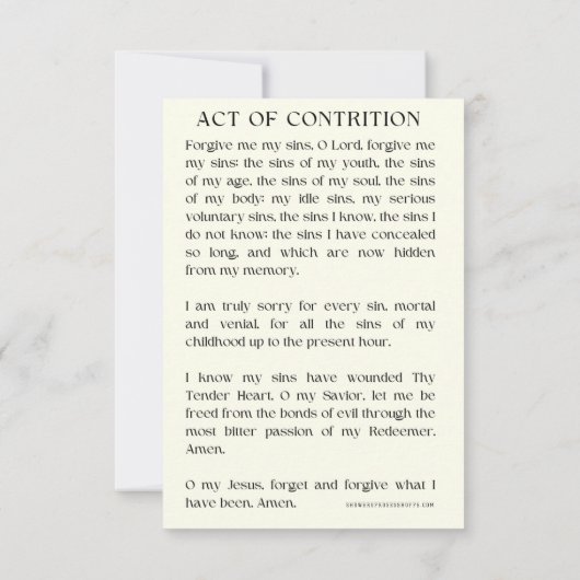 Een daad van godsdienstgebed kaart (Achterkant)