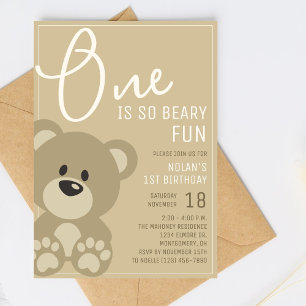 Een daarvan is Beary Fun Neutral Beer 1st Birthday Kaart