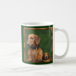 Een dachshund papa en zijn jongen koffiemok