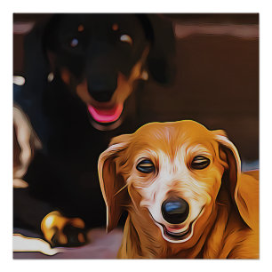 Een Dachshund warm tijdens de zomerhittegolf Poste Perfect Poster