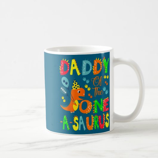 Een Daddy Saurus 1e verjaardag Dinosaurus Koffiemok (Rechts)
