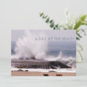 Een dag bij de Beach Retro Ocean Wave Splash Save The Date (Staand voorkant)