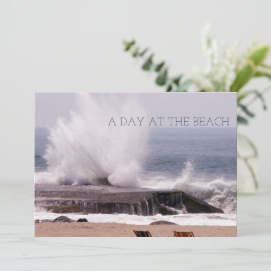 Een dag bij de Beach Retro Ocean Wave Splash Save The Date (Staand voorkant)
