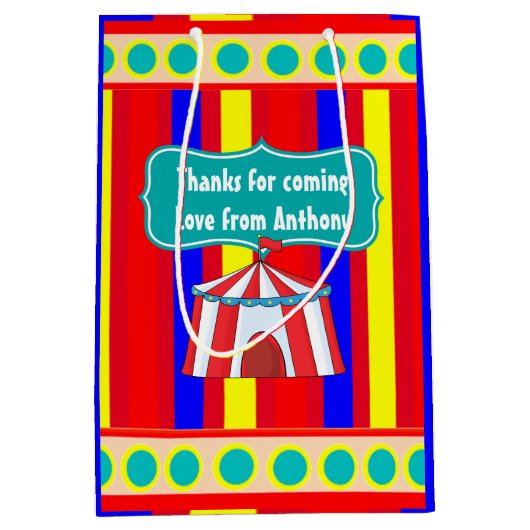 Een dag bij de Circus Kinder Party - Gepersonalise Medium Cadeauzakje (Voorkant)