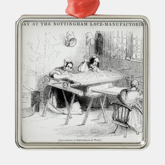Een dag bij de fabrikanten van Nottingham Lace Metalen Ornament (Voorkant)