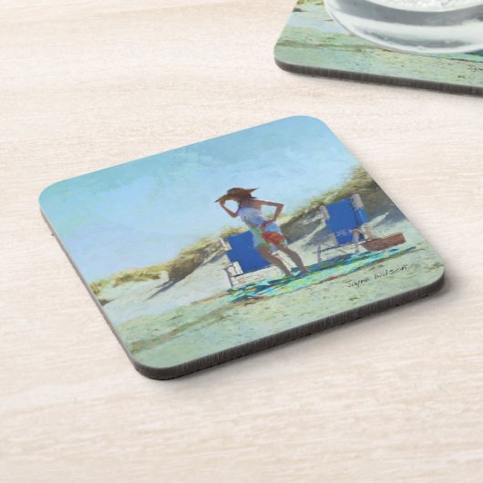 Een dag bij het strand bier onderzetter (Linkerzijde)