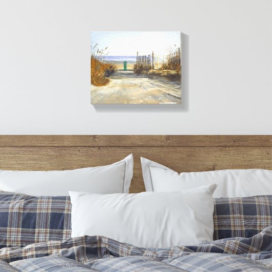 Een dag bij het strand canvas afdruk (Insitu (Slaapkamer))