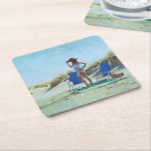 Een dag bij het strand kartonnen onderzetters (Schuin)