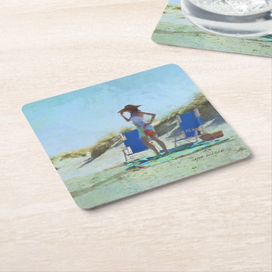 Een dag bij het strand kartonnen onderzetters (Schuin)