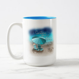 Een dag bij het strand tweekleurige koffiemok