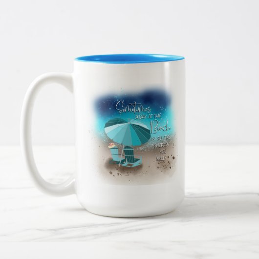 Een dag bij het strand tweekleurige koffiemok (Links)