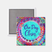 Een dag dichterbij Kleurrijke Harten Bloemen Inspi Magneet (Voorkant / Achterkant)