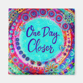 Een dag dichterbij Kleurrijke Harten Bloemen Inspi Magneet (Voorkant)