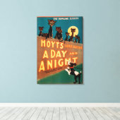 "Een dag en een nacht" Katten en muzikale honden Canvas Afdruk (Insitu (Houten vloer))